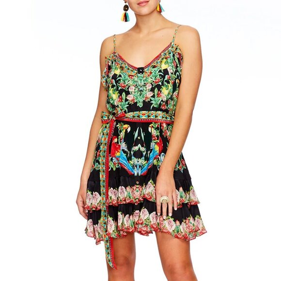 Camilla Dress Toucan Mini Button Down Frill Play Medium b96 - Picture 6 of 16